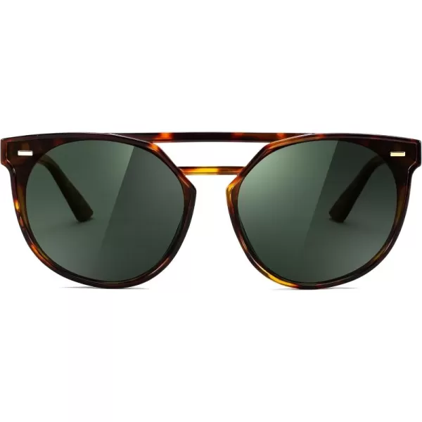 FEISEDY Vintage Cat Eye Sunglasses Polarized Round Aviator Trendy Oversized UV400 Sun Glasses B011903 Lropard  Dark Green