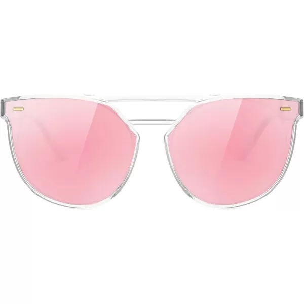 FEISEDY Vintage Cat Eye Sunglasses Polarized Round Aviator Trendy Oversized UV400 Sun Glasses B011907 Transparent  Pink Mirror