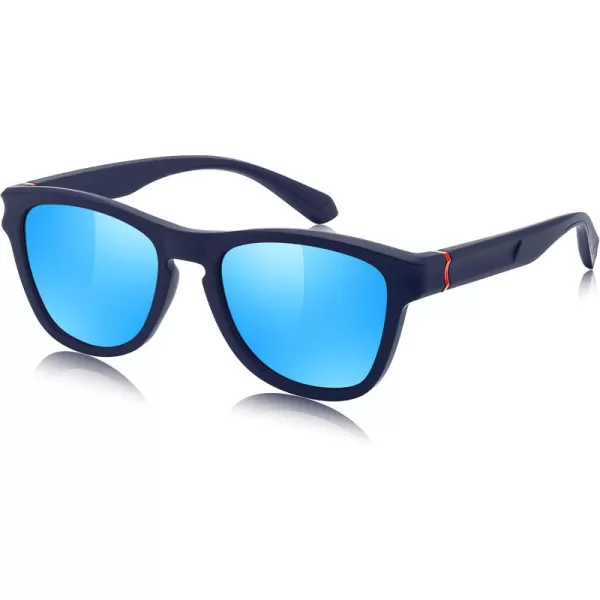 FEISEDY Vintage Polarized Sunglasses for Women Men Classic Square Trendy TR Frame Designer Shades B0176Blue Mirror