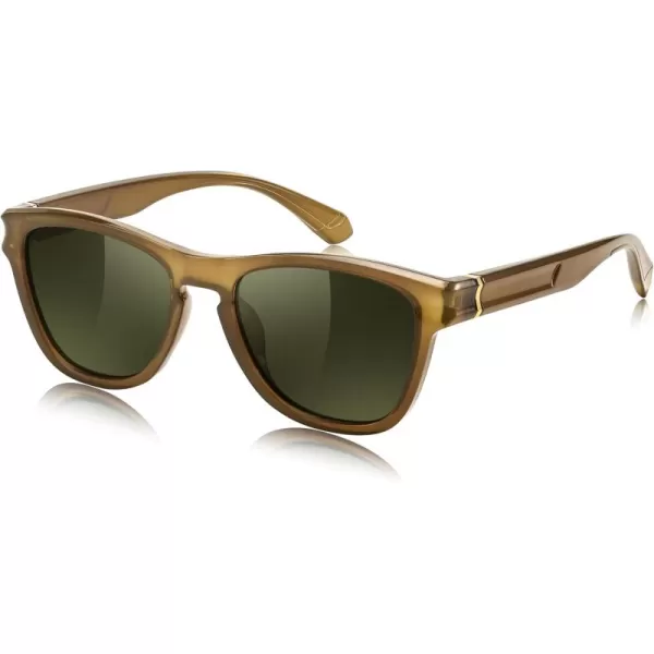 FEISEDY Vintage Polarized Sunglasses for Women Men Classic Square Trendy TR Frame Designer Shades B0176Transparent Olive Green