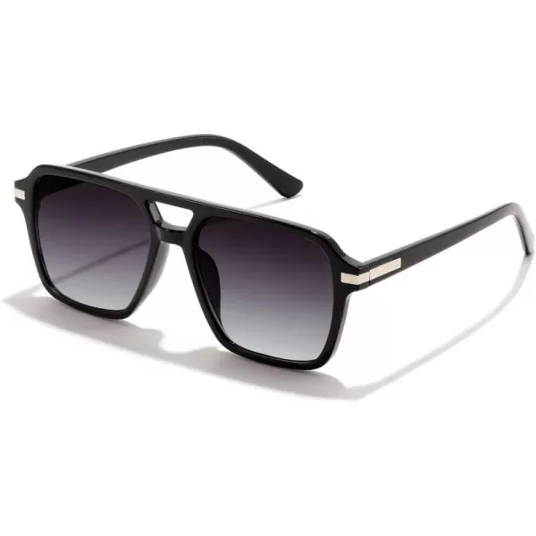 FEISEDY Vintage Square Aviator Sunglasses Women Men Fashion Retro 70s Frame Sun Glasses Shades B0179Black  Gradual Grey