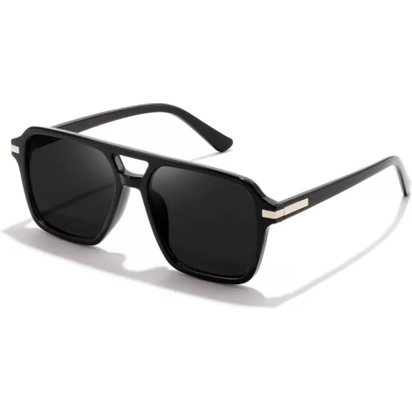 FEISEDY Vintage Square Aviator Sunglasses Women Men Fashion Retro 70s Frame Sun Glasses Shades B0179Black  Grey