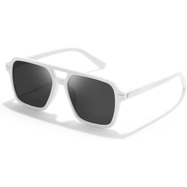 FEISEDY Vintage Square Aviator Sunglasses Women Men Fashion Retro 70s Frame Sun Glasses Shades B0179White  Grey