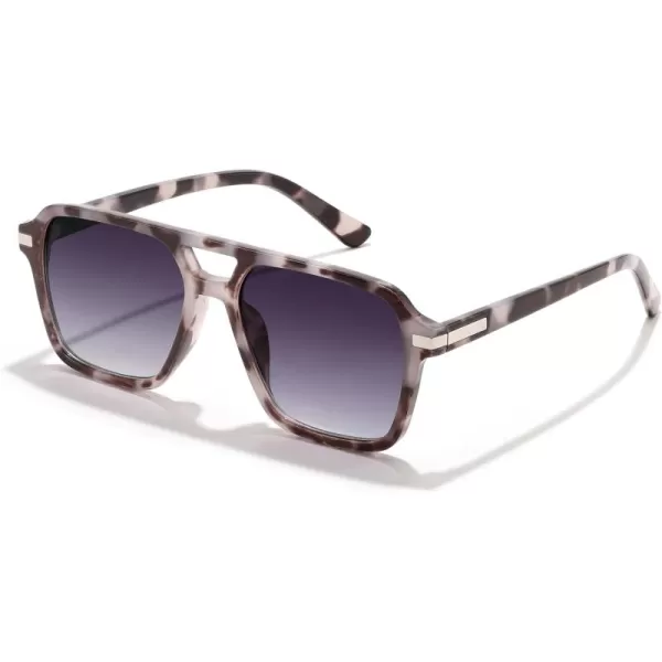 FEISEDY Vintage Square Aviator Sunglasses Women Men Fashion Retro 70s Frame Sun Glasses Shades B0179White Tortoise  Gradual Grey
