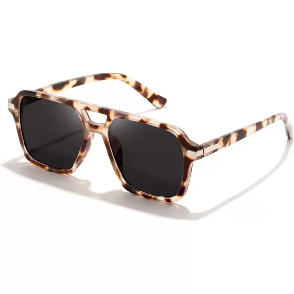FEISEDY Vintage Square Aviator Sunglasses Women Men Fashion Retro 70s Frame Sun Glasses Shades B0179Yellow Leopard  Grey
