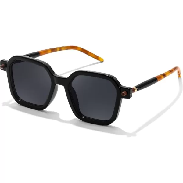 FEISEDY Vintage Square Sunglasses Men Women Classic Retro Trendy Large Frame UV400 Sun Glasses B0154001 Black