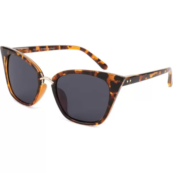 FEISEDY Women Cat Eye Polarized Sunglasses Cute Classic UV400 Sun Glasses Double Metal Studs B2707