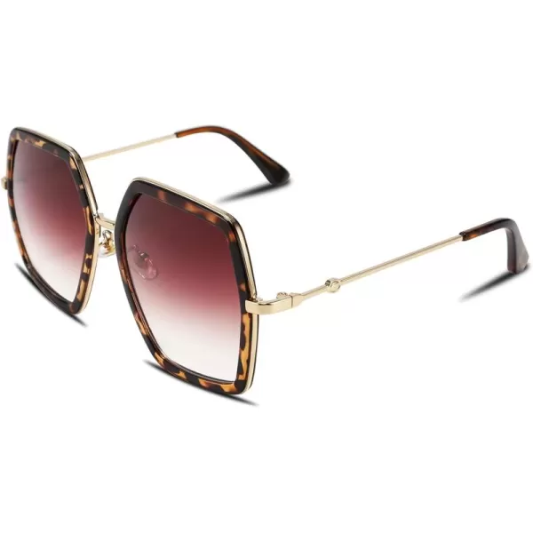FEISEDY Women Large Hexagon Inspired Sunglasses Fashion Irregular Design Style Geometric B2503Leopard