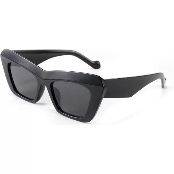 FEISEDY Women Men Retro Vintage Cat Eye Square 90s Sunglasses Jelly Colored Classic 70s Eyewear B2902Black