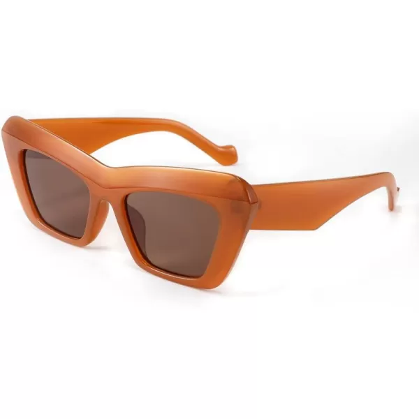 FEISEDY Women Men Retro Vintage Cat Eye Square 90s Sunglasses Jelly Colored Classic 70s Eyewear B2902Brown
