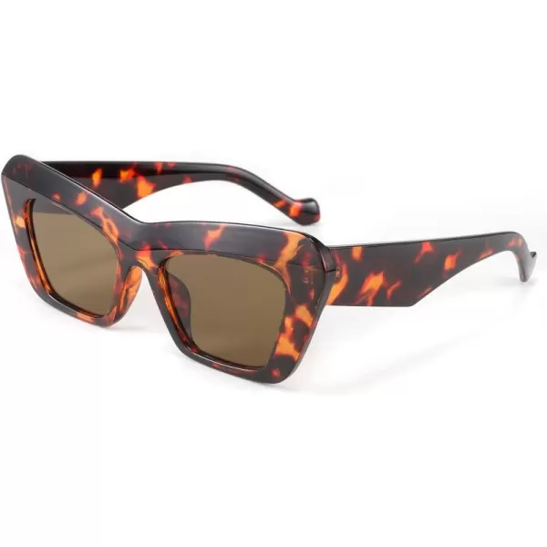 FEISEDY Women Men Retro Vintage Cat Eye Square 90s Sunglasses Jelly Colored Classic 70s Eyewear B2902Leopard