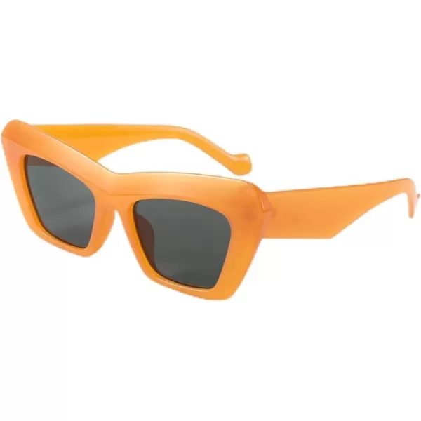 FEISEDY Women Men Retro Vintage Cat Eye Square 90s Sunglasses Jelly Colored Classic 70s Eyewear B2902Orange