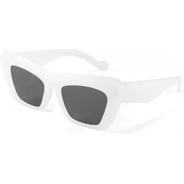 FEISEDY Women Men Retro Vintage Cat Eye Square 90s Sunglasses Jelly Colored Classic 70s Eyewear B2902White
