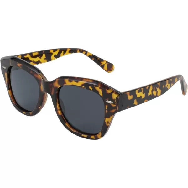 FEISEDY Womens Square Vintage Sunglasses Classic Cateye Retro Style Sun Glasses UV400 B2861Leopard Frame  Grey Lens