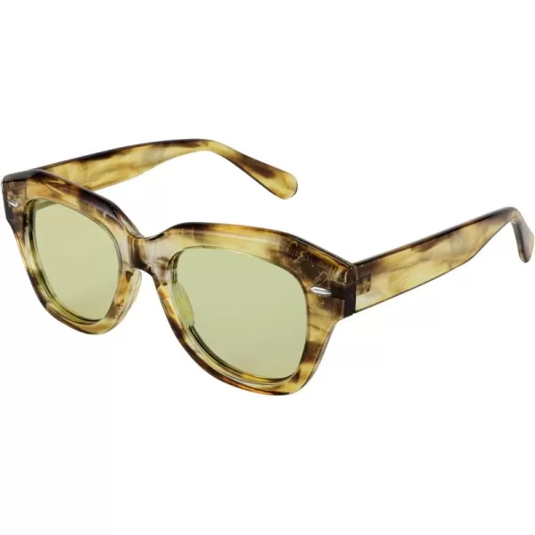 FEISEDY Womens Square Vintage Sunglasses Classic Cateye Retro Style Sun Glasses UV400 B2861Yellow Leopard Frame  Light Yellow Lens