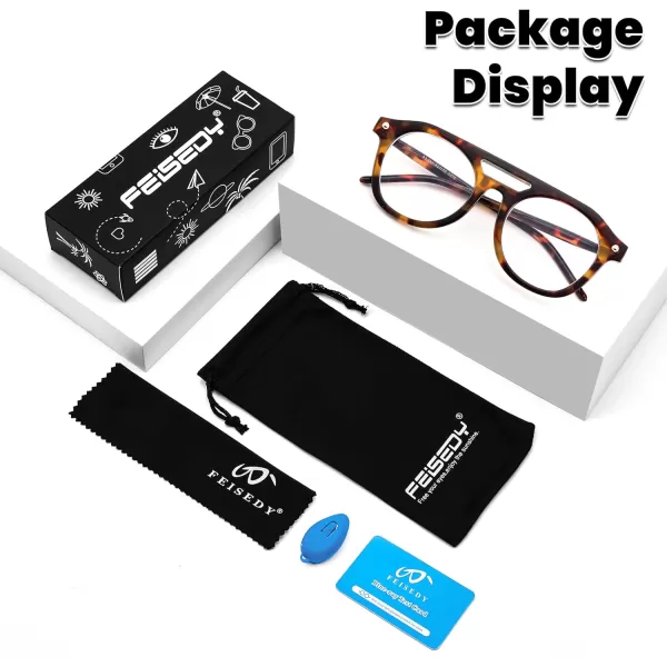 FEISEDY 70s Aviator Blue Light Blocking Glasses Square Pilot Frame Anti Glare Computer Glasses Women Men B0052001  Leopard