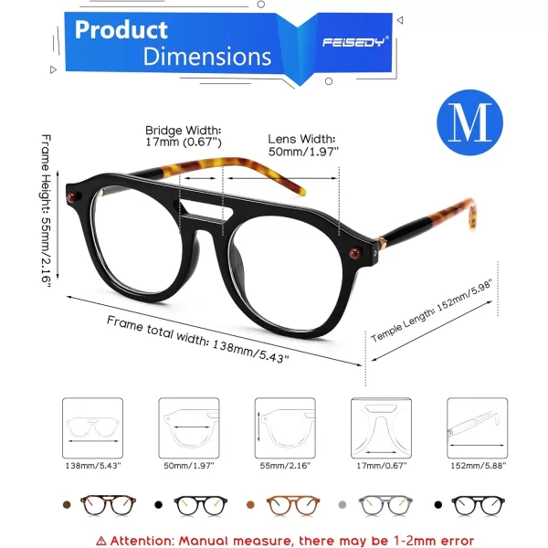 FEISEDY 70s Aviator Blue Light Blocking Glasses Square Pilot Frame Anti Glare Computer Glasses Women Men B0052002  Black Leopard