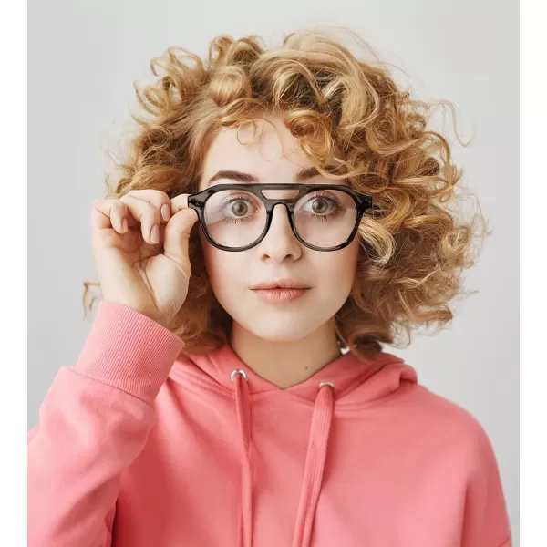 FEISEDY 70s Aviator Blue Light Blocking Glasses Square Pilot Frame Anti Glare Computer Glasses Women Men B0052004  Grey Leopard