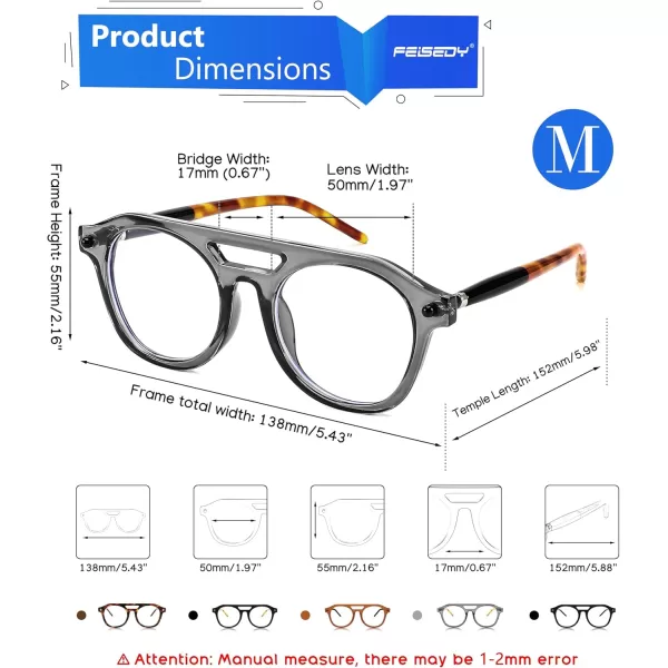 FEISEDY 70s Aviator Blue Light Blocking Glasses Square Pilot Frame Anti Glare Computer Glasses Women Men B0052004  Grey Leopard