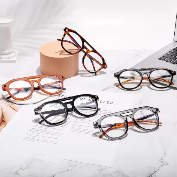 FEISEDY 70s Aviator Blue Light Blocking Glasses Square Pilot Frame Anti Glare Computer Glasses Women Men B0052004  Grey Leopard