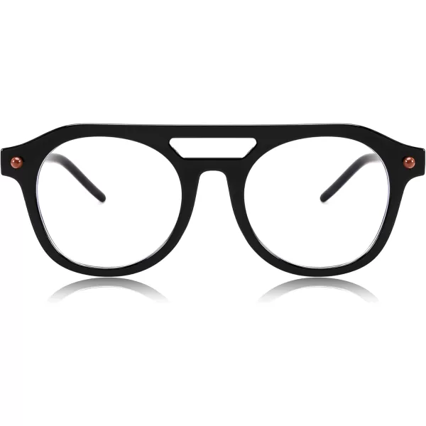 FEISEDY 70s Aviator Blue Light Blocking Glasses Square Pilot Frame Anti Glare Computer Glasses Women Men B0052005  Black White