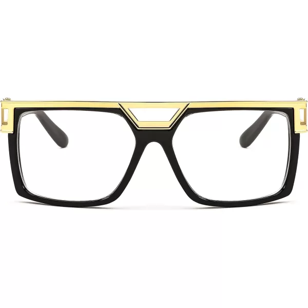 FEISEDY 80s Square Oversized Womens Mens Sunglasses 90s Hip Hop Costume for Rapper DJ Girls B9057Transparent