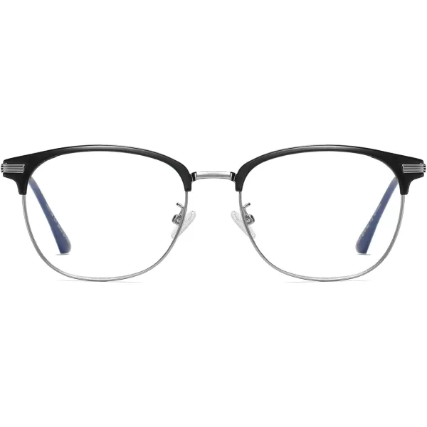 FEISEDY Blue Light Blocking Computer Eyeglasses Anti Blue Light Retro Semi Rimless Eyewear B2456Blackgunmetal