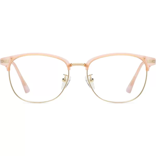 FEISEDY Blue Light Blocking Computer Eyeglasses Anti Blue Light Retro Semi Rimless Eyewear B2456Pinkgold