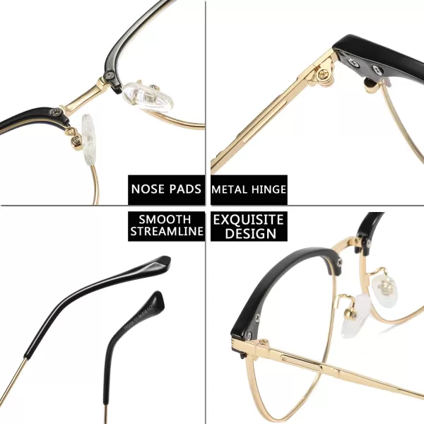 FEISEDY Blue Light Blocking Computer Eyeglasses Anti Blue Light Retro Semi Rimless Eyewear B2456Pinkgold