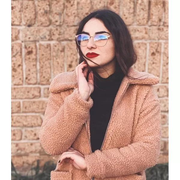 FEISEDY Blue Light Blocking Computer Eyeglasses Anti Blue Light Retro Semi Rimless Eyewear B2456Pinkgold
