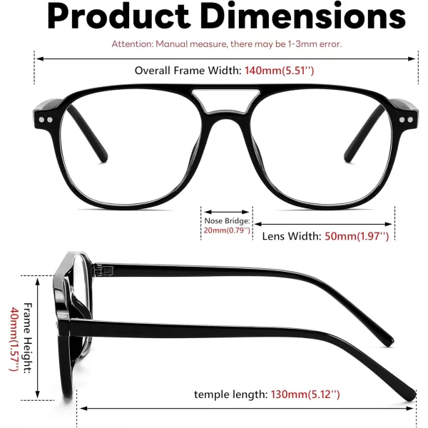 FEISEDY Blue Light Blocking Glasses Women Men Square Computer Lightweight Pilot Glasses Anti Eyestrain ampamp UV Glare B0141Black
