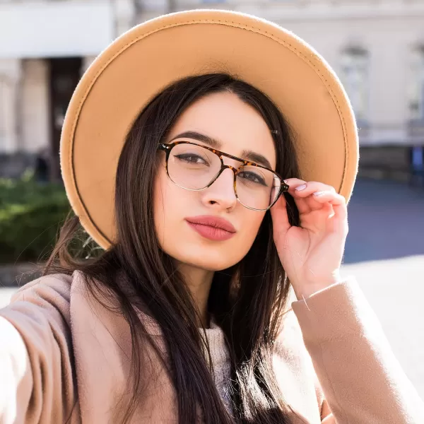 FEISEDY Blue Light Blocking Glasses Women Men Square Computer Lightweight Pilot Glasses Anti Eyestrain ampamp UV Glare B0141Leopard Grey
