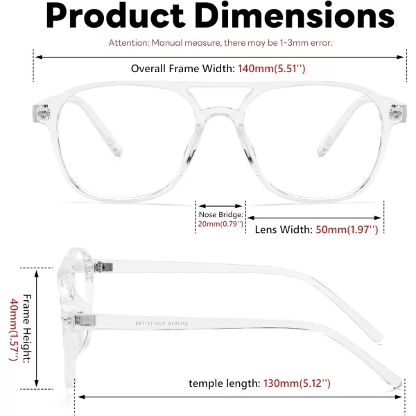 FEISEDY Blue Light Blocking Glasses Women Men Square Computer Lightweight Pilot Glasses Anti Eyestrain ampamp UV Glare B0141Transparent
