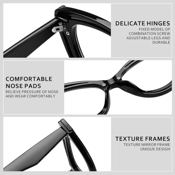 FEISEDY Blue Light Blocking Glasses Women Vintage Cat Eye Frame Anti Fatigue B0169Black