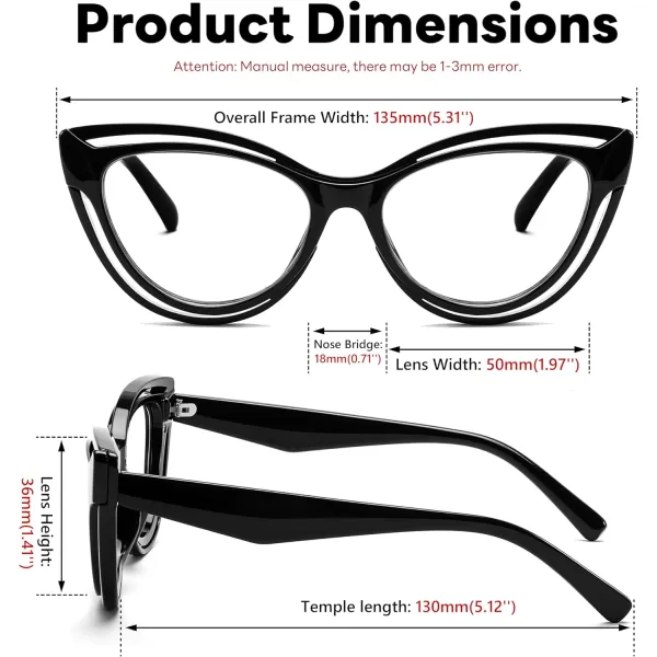 FEISEDY Blue Light Blocking Glasses Women Vintage Cat Eye Frame Anti Fatigue B0169Black