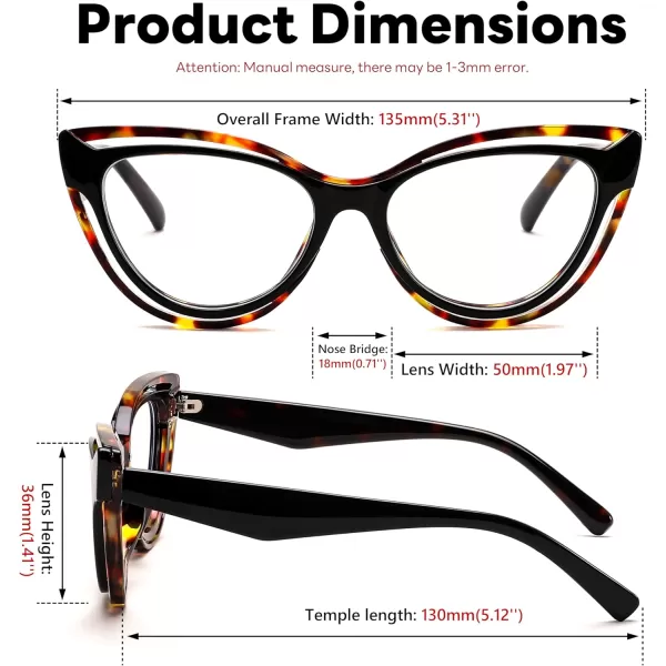 FEISEDY Blue Light Blocking Glasses Women Vintage Cat Eye Frame Anti Fatigue B0169Leopard