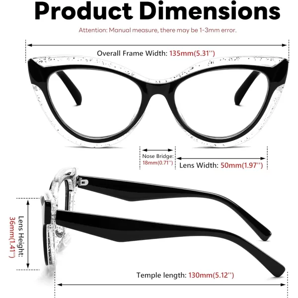 FEISEDY Blue Light Blocking Glasses Women Vintage Cat Eye Frame Anti Fatigue B0169Transparent Black