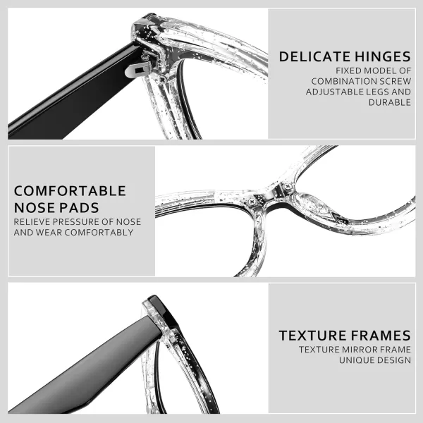 FEISEDY Blue Light Blocking Glasses Women Vintage Cat Eye Frame Anti Fatigue B0169Transparent Black