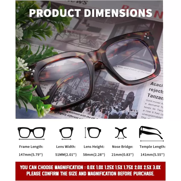 FEISEDY Blue Light Blocking Reading Glasses Oversized Readers Designer Luxury Square Eyewear Frame B2695FRBlack Gradient Leopard Frame