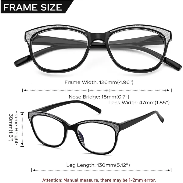 FEISEDY Cat Eye Reading Glasses Women Vintage Blue Light Blocking Reader Spring Hinge Readers B0136Black