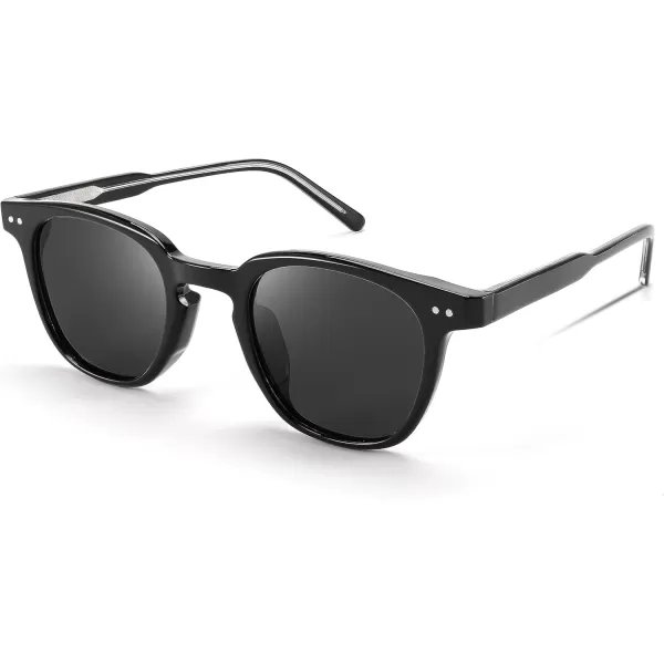 FEISEDY Classic Polarized Sunglasses Retro Round Sunglasses for Women Men Trendy Shades B0002001 Black FrameGray Lens