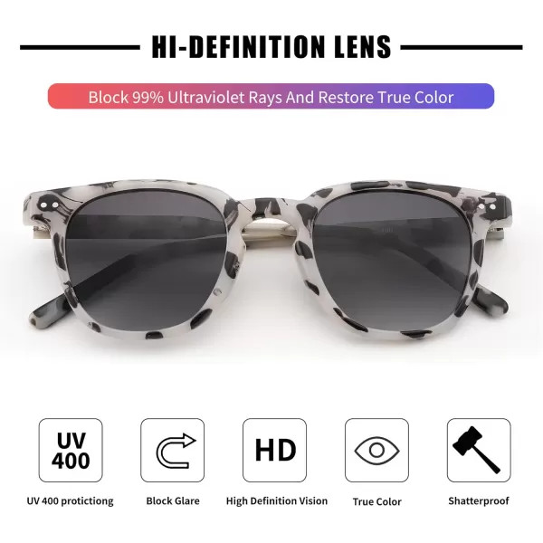 FEISEDY Classic Polarized Sunglasses Retro Round Sunglasses for Women Men Trendy Shades B0002004 Gray Leopard FrameGradient Gray Lens