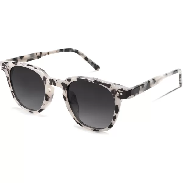 FEISEDY Classic Polarized Sunglasses Retro Round Sunglasses for Women Men Trendy Shades B0002004 Gray Leopard FrameGradient Gray Lens