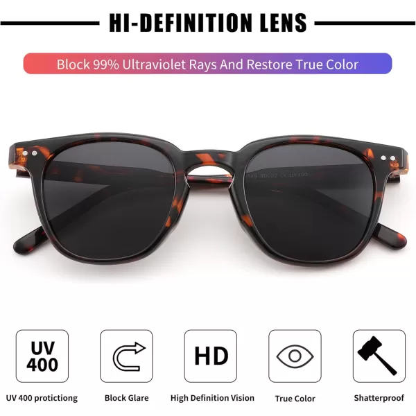 FEISEDY Classic Polarized Sunglasses Retro Round Sunglasses for Women Men Trendy Shades B0002005 Leopard FrameGray Lens