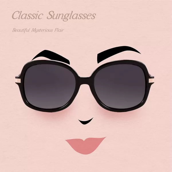 FEISEDY Classic Womens Elegant Polarized Sunglasses Ladies Wide Square Sunglasses Shades B2683BlackGrey