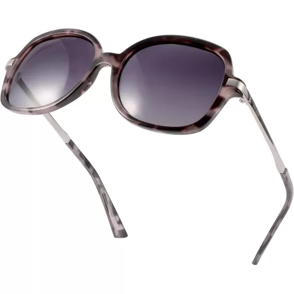 FEISEDY Classic Womens Elegant Polarized Sunglasses Ladies Wide Square Sunglasses Shades B2683Grey MarblingGradient Grey