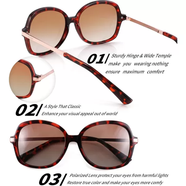 FEISEDY Classic Womens Elegant Polarized Sunglasses Ladies Wide Square Sunglasses Shades B2683LeopardBrown Gradient
