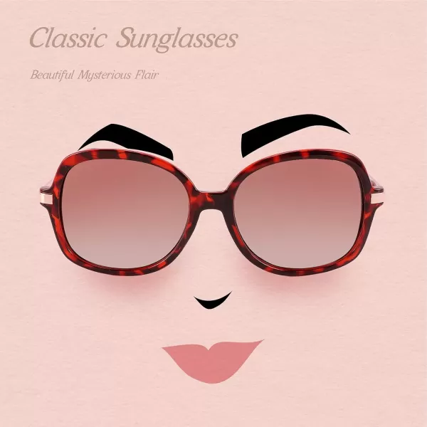FEISEDY Classic Womens Elegant Polarized Sunglasses Ladies Wide Square Sunglasses Shades B2683LeopardBrown Gradient