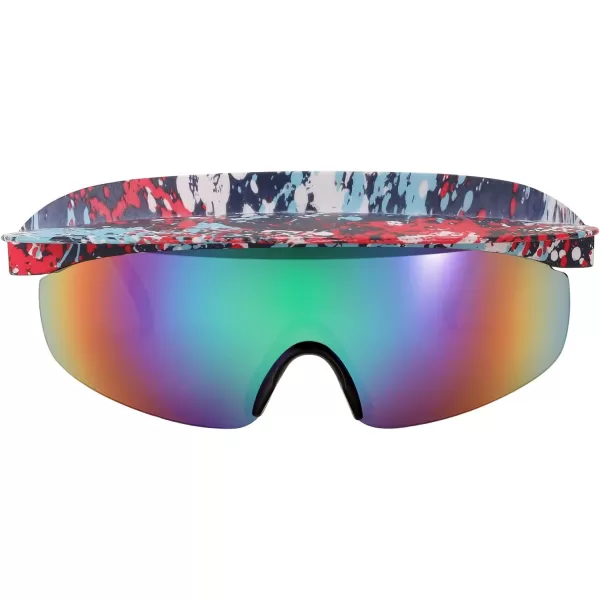 FEISEDY Cycling Sports Sunglasses Visor Protective Sun Glasses for Men Women Hip Hop Graffiti Frame B9063Red Pattern Frame  Pink Mirrored Lens