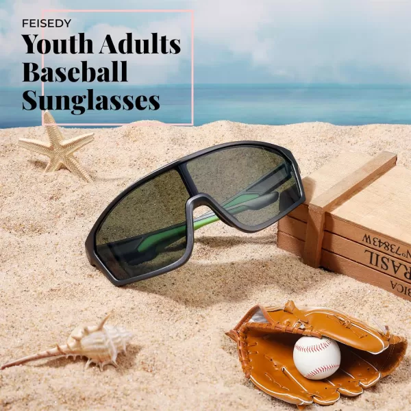 FEISEDY Cycling Sunglasses Men Women UV400 Protection for Baseball Cycling Sun Glasses Youth 812 B0085Army Green Lenses Army Green Frame
